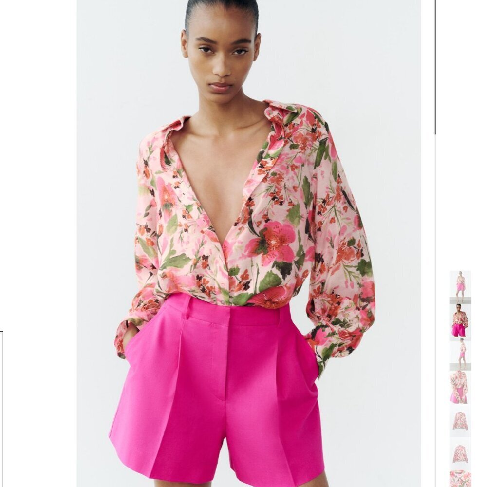 ZARA Vibrant Floral Print Shirt - Sizes XS,S NEW WITH TAG!